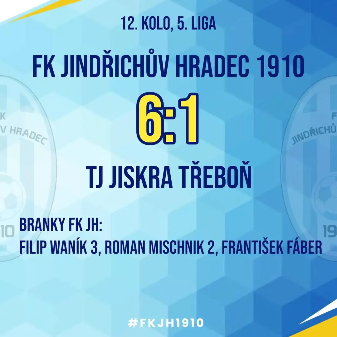 V okresním derby porážíme Třeboň rozdílem 5 branek